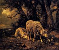 Charles Emile Jacque - Sheep In A Forest
